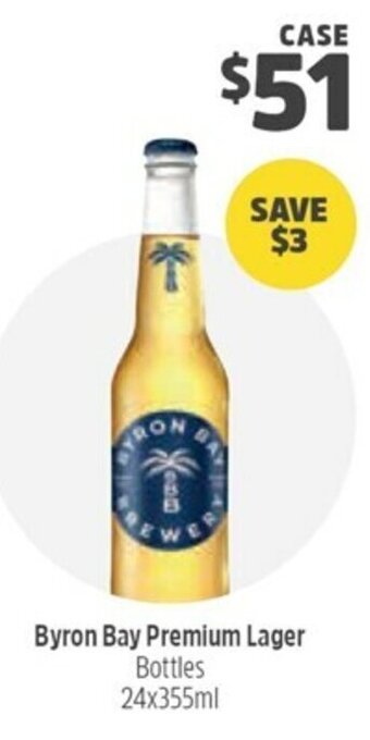Woolworths Byron Bay Premium Lager Bottles 24x355ml offer