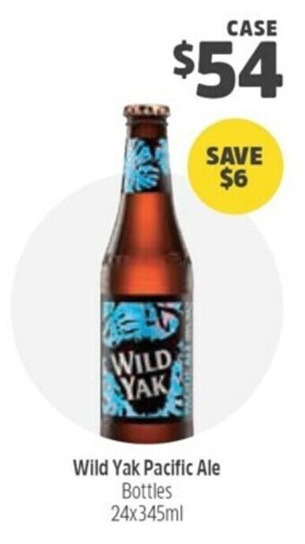 Woolworths Wild Yak Pacific Ale Bottles 24x345ml offer