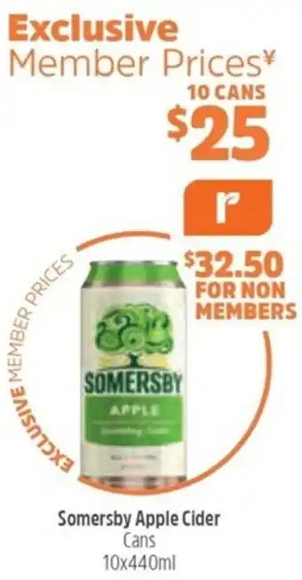 Woolworths SomersbyApple Cider Cans 10x440ml offer