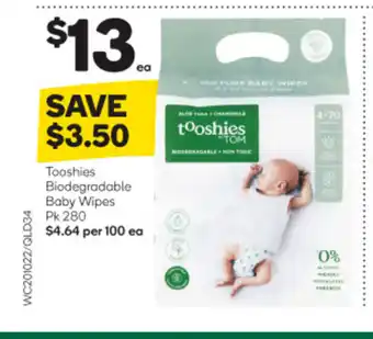 Woolworths Tooshies Biodegradable Baby Wipes Pk 280 offer