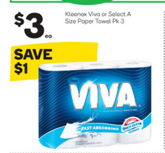 Woolworths Kleenex Viva or Select A Size Paper Towel Pk 3 offer