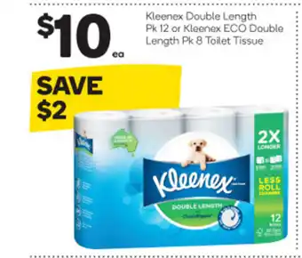 Woolworths Kleenex Double Length Pk 12 or Kleenex ECO Double Length Pk 8 Toilet Tissue offer