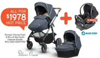 Baby Bunting Pioneer Orkney Pram & Mico 6 Non Isofix Capsule Bundle offer