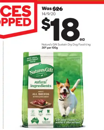 Woolworths Nature's Gift Sustain Dry Dog Food 6 kg offer