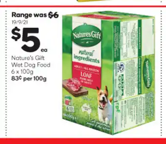 Woolworths Nature's Gift Wet Dog Food 6 x 100g offer