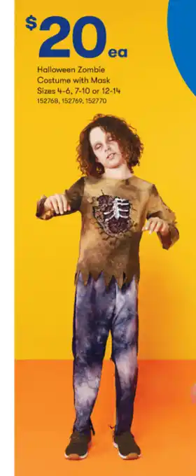 Holloween Zombie Costume With Mask Sizes 4-6, 7-10 or 12-14