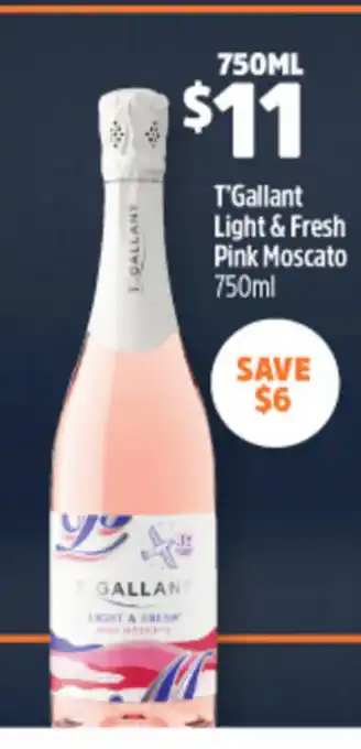 Woolworths T'Gallant Light & Fresh Pink Moscato 750ml offer