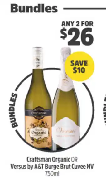 Woolworths Craftsman Organic or Versus by A&T Burge Brut Cuvee NV 750ml offer
