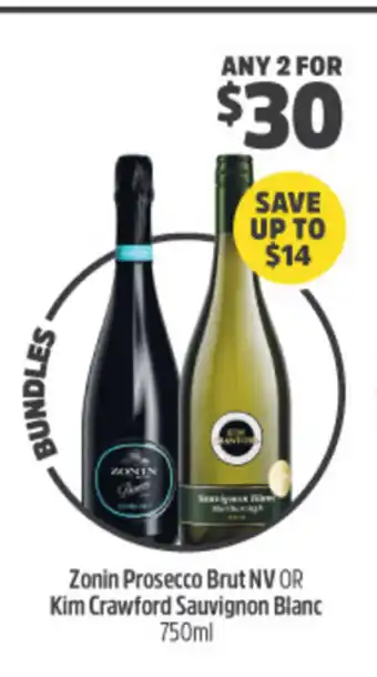 Woolworths Zonin Prosecco Brut NV or Kim Crawford Sauvignon Blanc 750ml offer