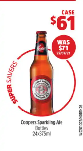 Woolworths Coopers Sparkling Ale Bottles 24 x 375ml offer