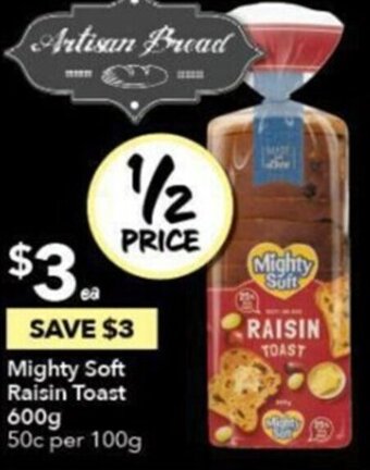 Mighty Soft Raisin Toast 600g