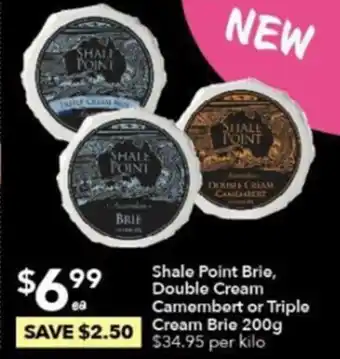 Ritchies Shale Point Brie, Double Cream Camembert or Triple Cream Brie 200g offer