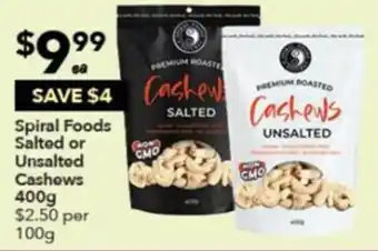 Ritchies Spiral Foods Salted or Unsalted Cashews 400g offer