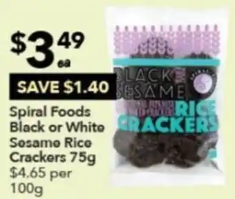 Spiral Foods Black or White Sesame Rice Crackers 75g