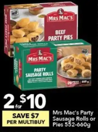 Ritchies Mrs Mac's Party Sausage Rolls or Pies 552-660g offer