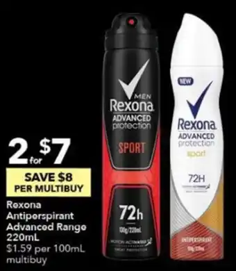 Ritchies Rexona Antiperspirant Advanced Range 220ml offer