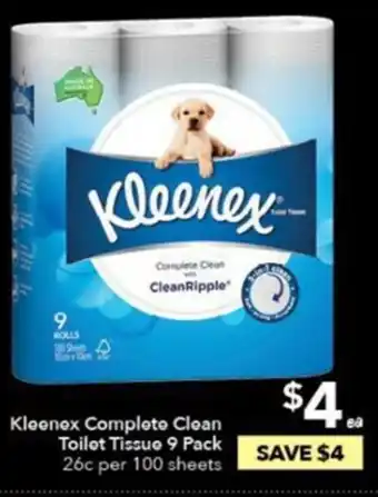 Ritchies Kleenex Complete Clean Toilet Tissue 9 Pack offer