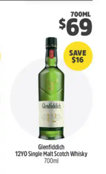 Woolworths Glenfiddich 12YO Single Malt Whisky 700ml offer