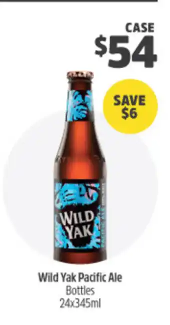 Woolworths Wild Yak Pacific Ale Bottles 24 x 345ml offer