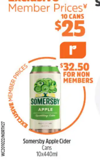 Woolworths Somersby Apple Cider Cans 10 x 440ml offer