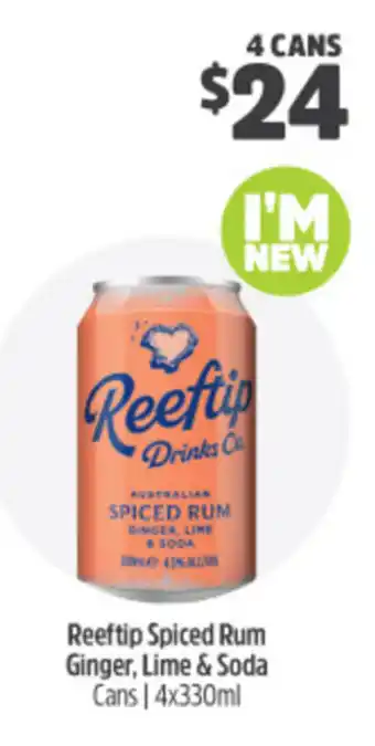 Woolworths Reeftip Spiced Rum Ginger, Lime & Soda Cans 4 x 330ml offer