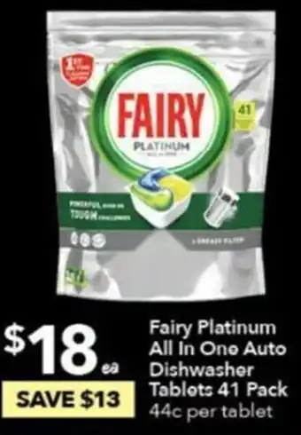 Fairy Platinum All In One Auto Dishwasher Tablets 41 Pack