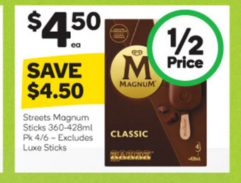 Woolworths Streets Magnum Sticks 360-428ml Pk 4/6 offer