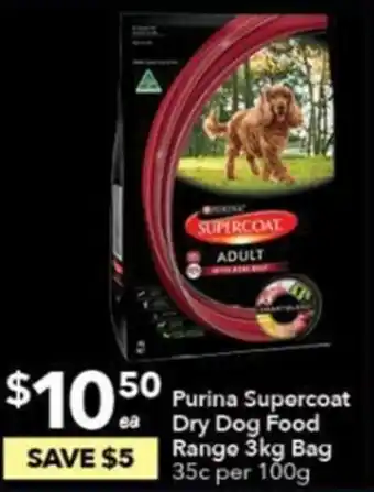 Ritchies Purina Supercoat Dry Dog Food Range 3kg Bag offer