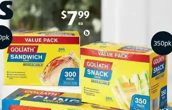 ALDI Resealable Snack Bags 350pk, Resealable Sandwich Bags 300pk or Storage Bags 250pk offer