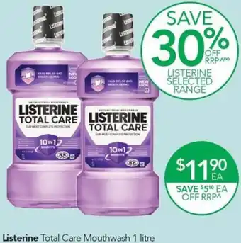 Terry White Listerine Total Care Mouthwash 1 litre offer