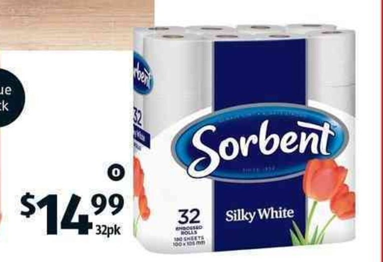Sorbent Toilet Paper 3 Ply 32pk offer at ALDI