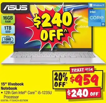 JB Hi-Fi ASUS 15" Vivobook Notebook offer