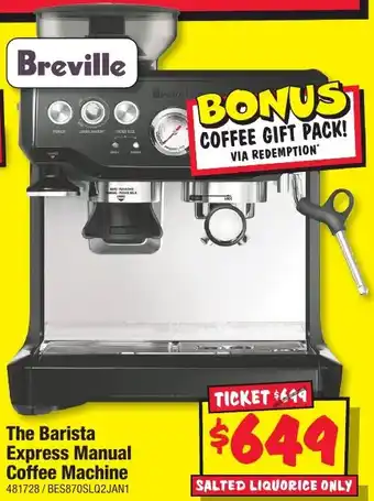JB Hi-Fi Breville The Barista Express Manual Coffee Machine offer