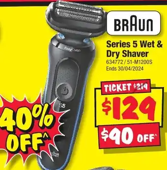 JB Hi-Fi BRAUN Series 5 Wet & Dry Shaver offer