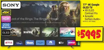 JB Hi-Fi SONY 77" 4K Google OLED TV offer