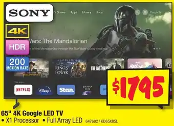 JB Hi-Fi SONY 65" 4K Google LED TV offer