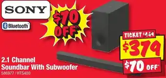 JB Hi-Fi SONY 2.1 Channel Soundbar With Subwoofer offer