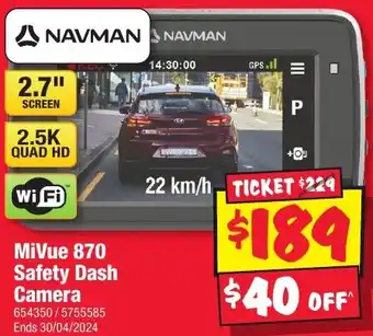 JB Hi-Fi MiVue 870 Safety Dash Camera offer