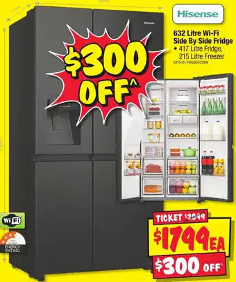 JB Hi-Fi Hisense 632 Litre Wi-Fi Side By Side Fridge offer