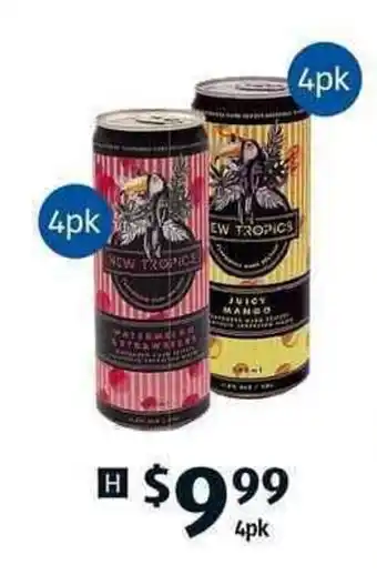 ALDI New Tropics Watermelon & Strawberry or Juicy Mango Hard Seltzer 4 x 330ml offer