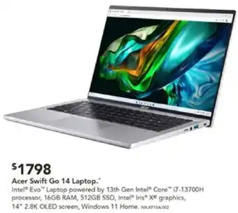 Harvey Norman Acer Swift Go 14 Laptop offer