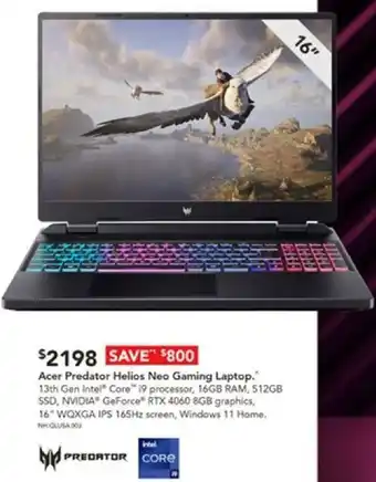 Harvey Norman Acer Predator Helios Neo Gaming Laptop offer