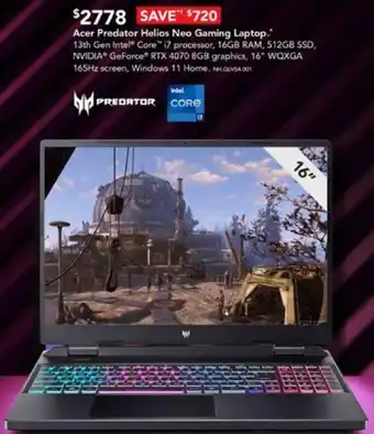 Harvey Norman Acer Predator Helios Neo Gaming Laptop offer