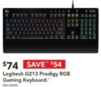 Harvey Norman Logitech G213 Prodigy RGB Gaming Keyboard offer