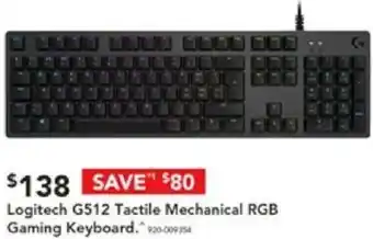 Harvey Norman Logitech G512 Tactile Mechanical RGB Gaming Keyboard offer