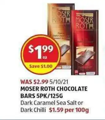 ALDI Moser Roth Chocolate Bars 5pk / 125g offer