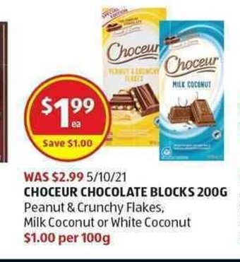 ALDI Choceur Chocolate Blocks 200g offer