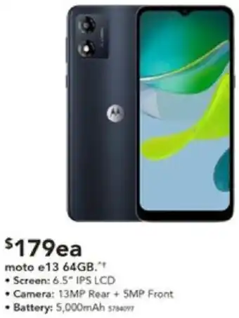 Harvey Norman moto e13 64GB offer