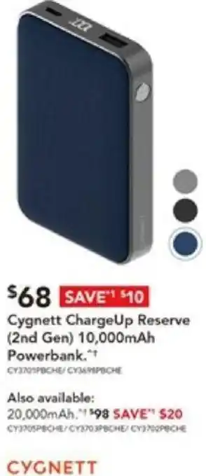 Harvey Norman Cygnett ChargeUp Reserve (2nd Gen) 10,000mAh Powerbank offer