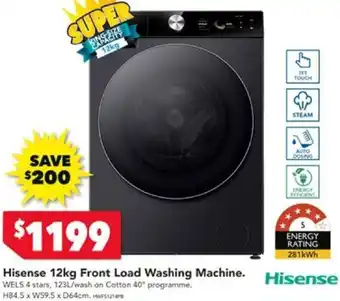 Harvey Norman Hisense 12kg Front Load Washing Machine offer